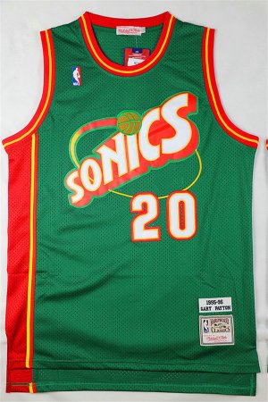 Maillot De Basket Seattle Supersonics Gary Payton 20 Engrener Retro Vert